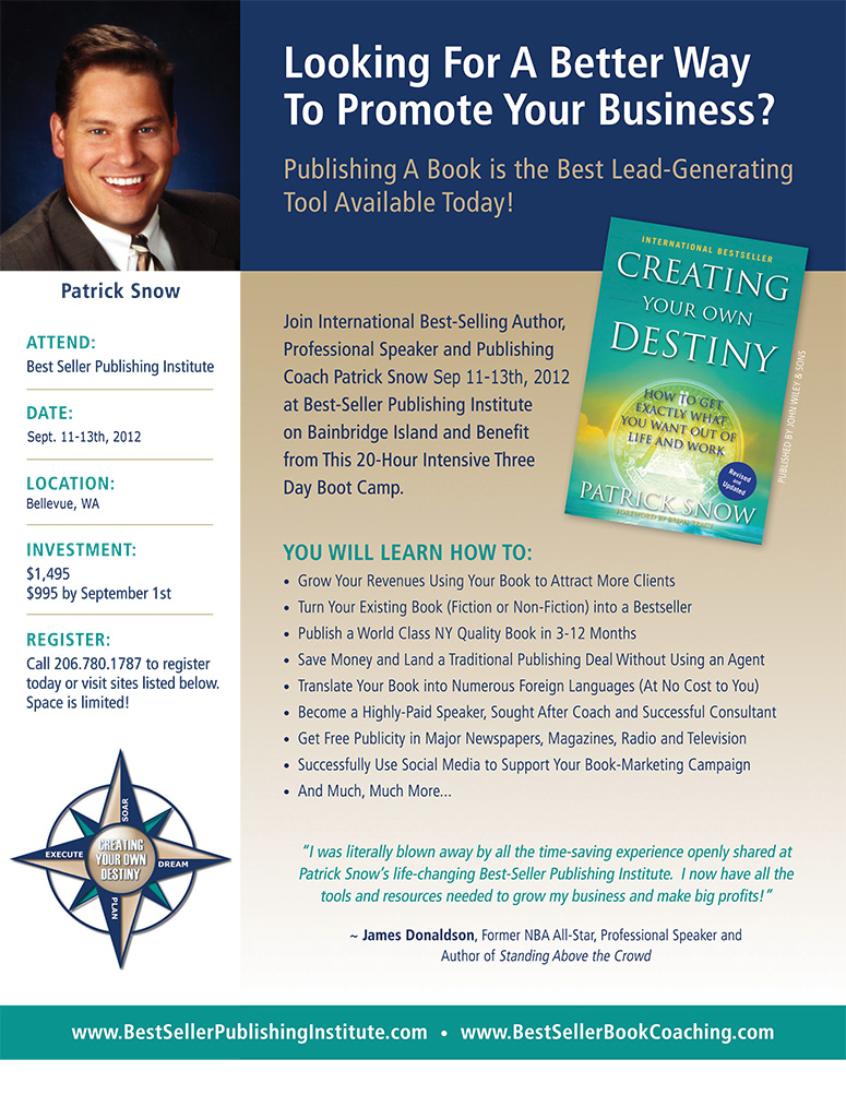 Best Seller Publishing Institute Flyer -September 11-13th, 2012